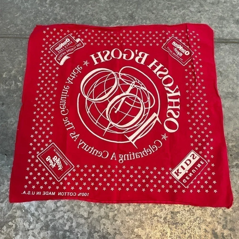 Vintage 90s OshKosh B’gosh 100 Years Handkerchief Bandana Scarf Cotton USA Red